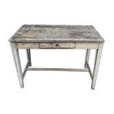 Table d'atelier patinée blanche