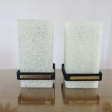 Pair of Arlus wall lights in perspex, gilded brass and lacquered metal, 1960s