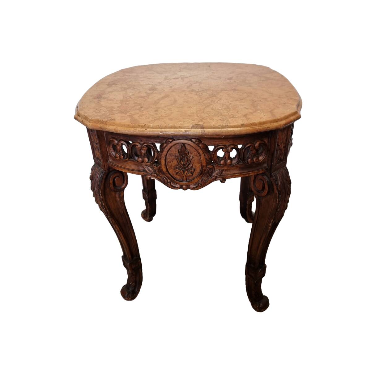 Louis XV Style Side Table With Marble Top, 1970s