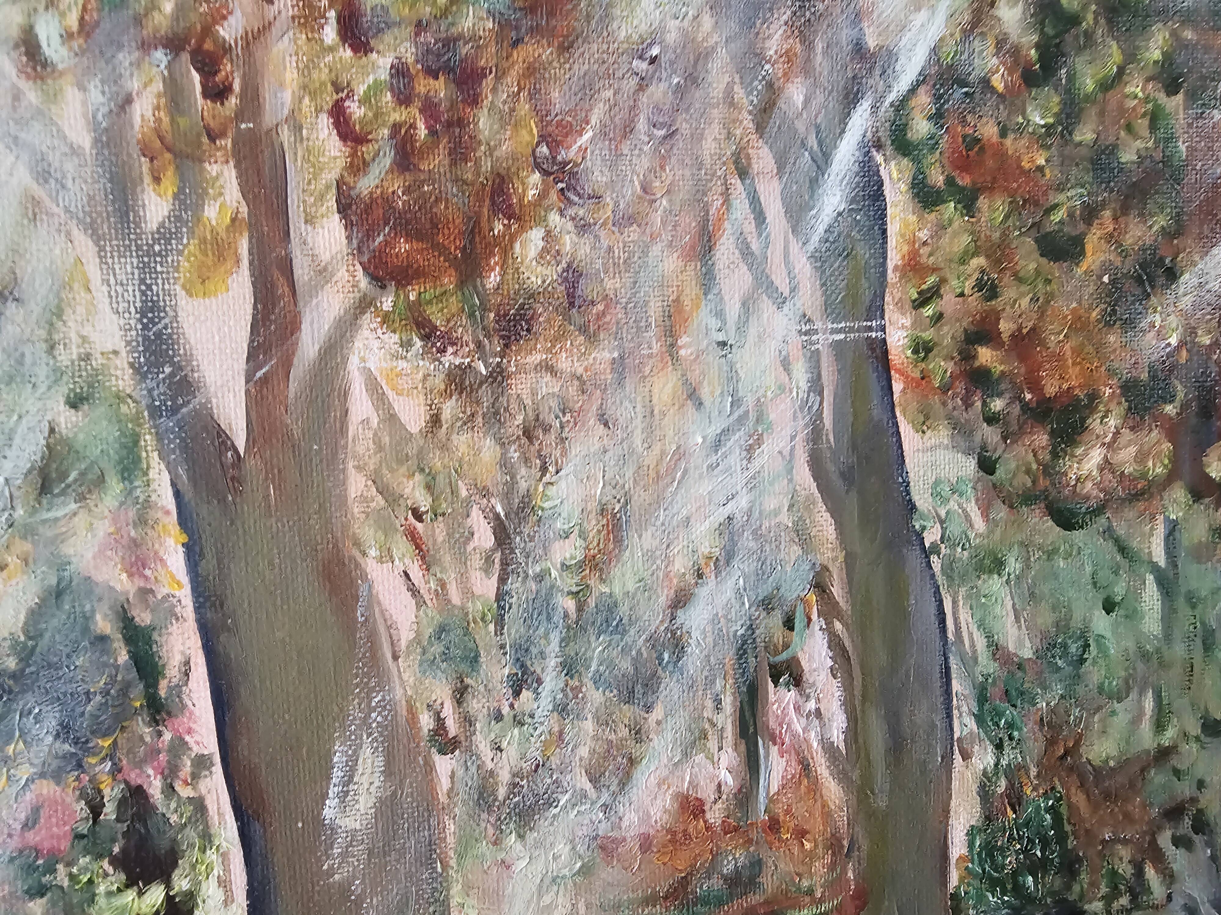 Oil on Canvas Painting Landscape Forest Hunting Scene signed M Pierret