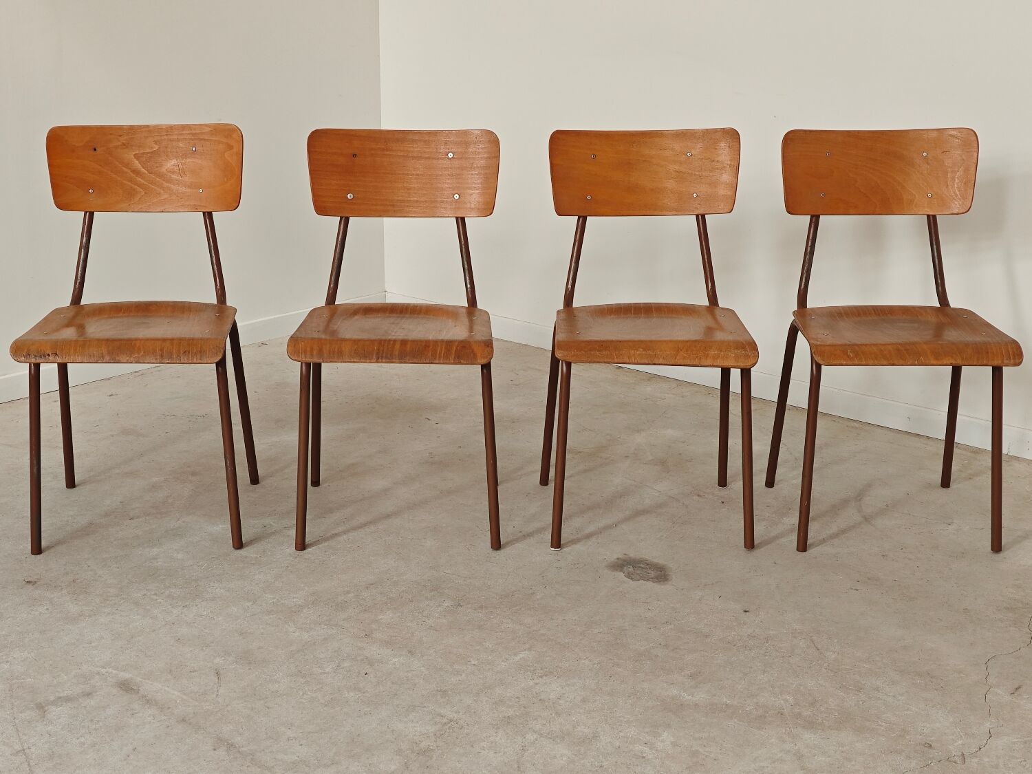 Lot de 4 chaises d'école tchèque style Mullca