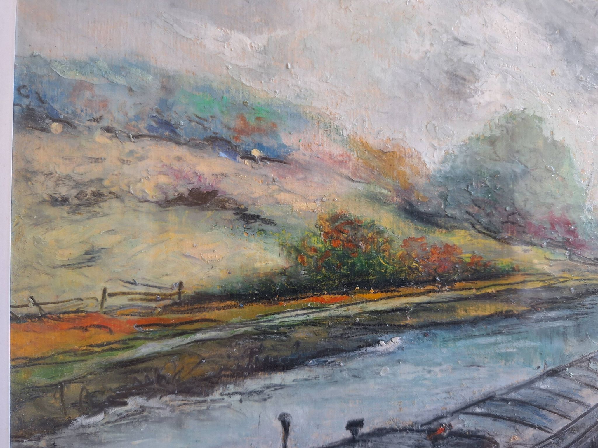 Painting signed on paper framed under glass