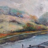 Painting signed on paper framed under glass