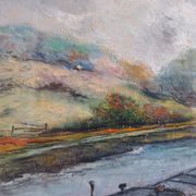 Painting signed on paper framed under glass
