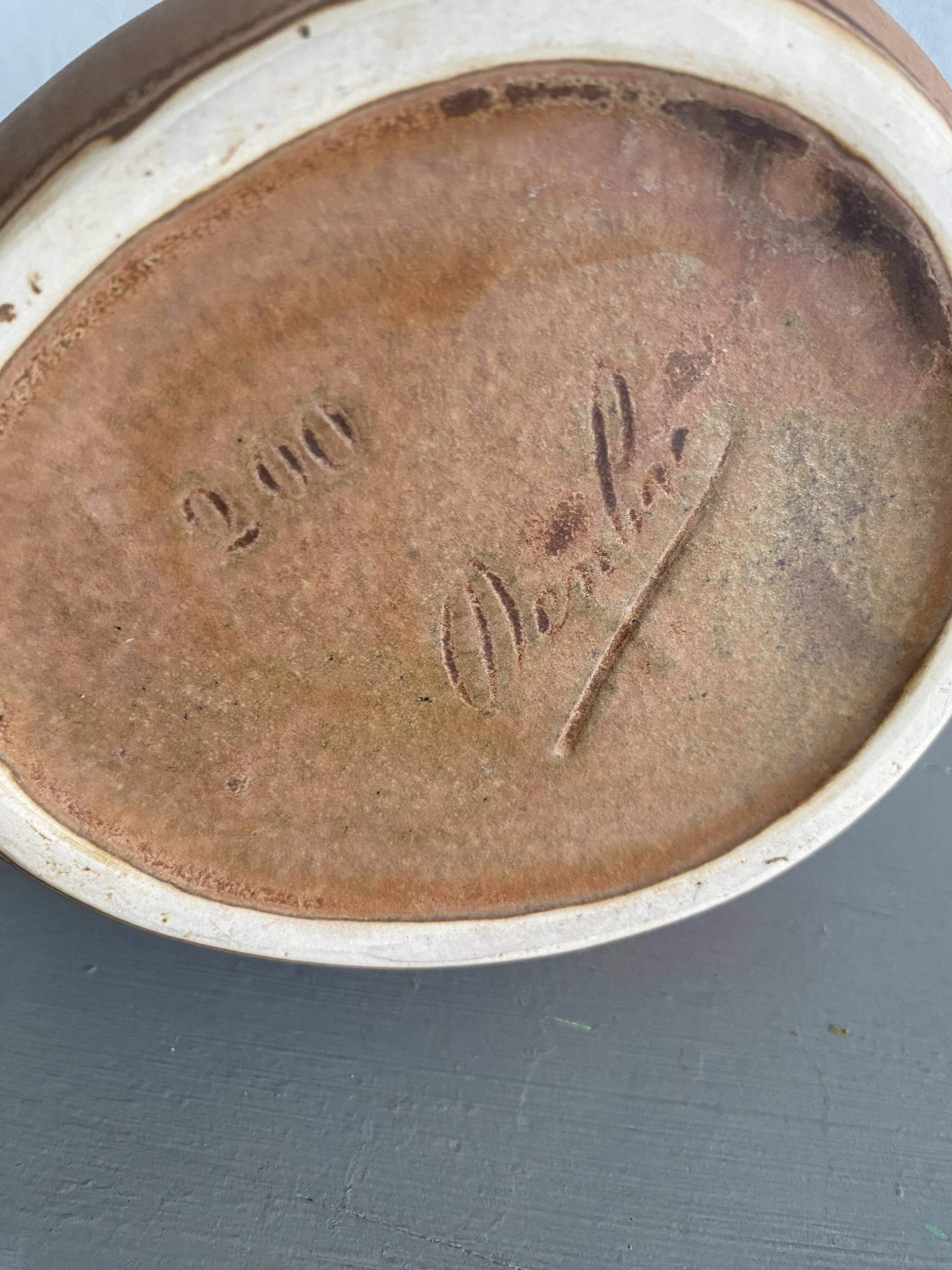 Denbac pitcher, flamed terracotta, 1900