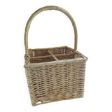 VINTAGE RATTAN BOTTLE HOLDER BASKET