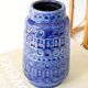Vintage Scheurich Inka Vase, Blue Ceramic, West Germany