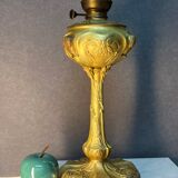Beautiful and old oil lamp in gilded bronze, attributed to Georges Leleu