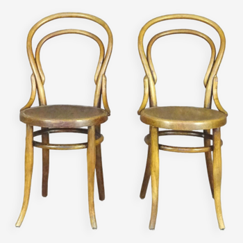 2 Bistro chairs with wooden seats, circa 1890 by Joseph Hofmann, Austria