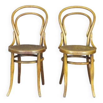 2 Bistro chairs with wooden seats, circa 1890 by Joseph Hofmann, Austria