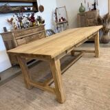 Renovated solid oak farmhouse table with 2 drawers