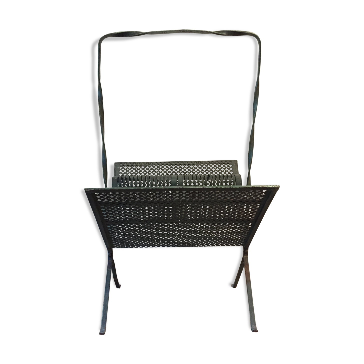 Perforated metal magazine rack 1950