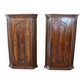 Pair of antique corner cabinets, Italy 17th century restored