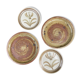 Set sandstone plates and faience Longchamps-head to head 2 people-70s