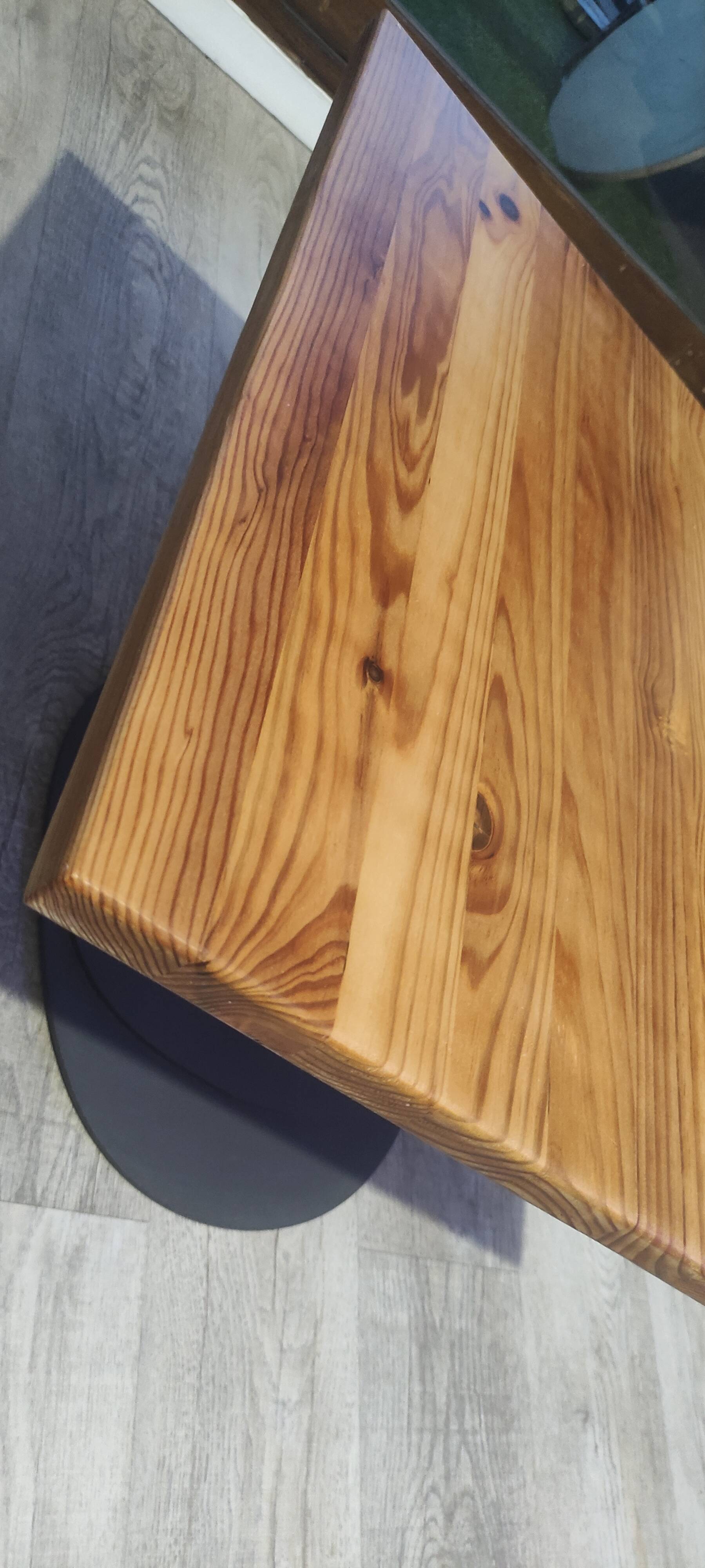 Solid wood coffee table in industrial style