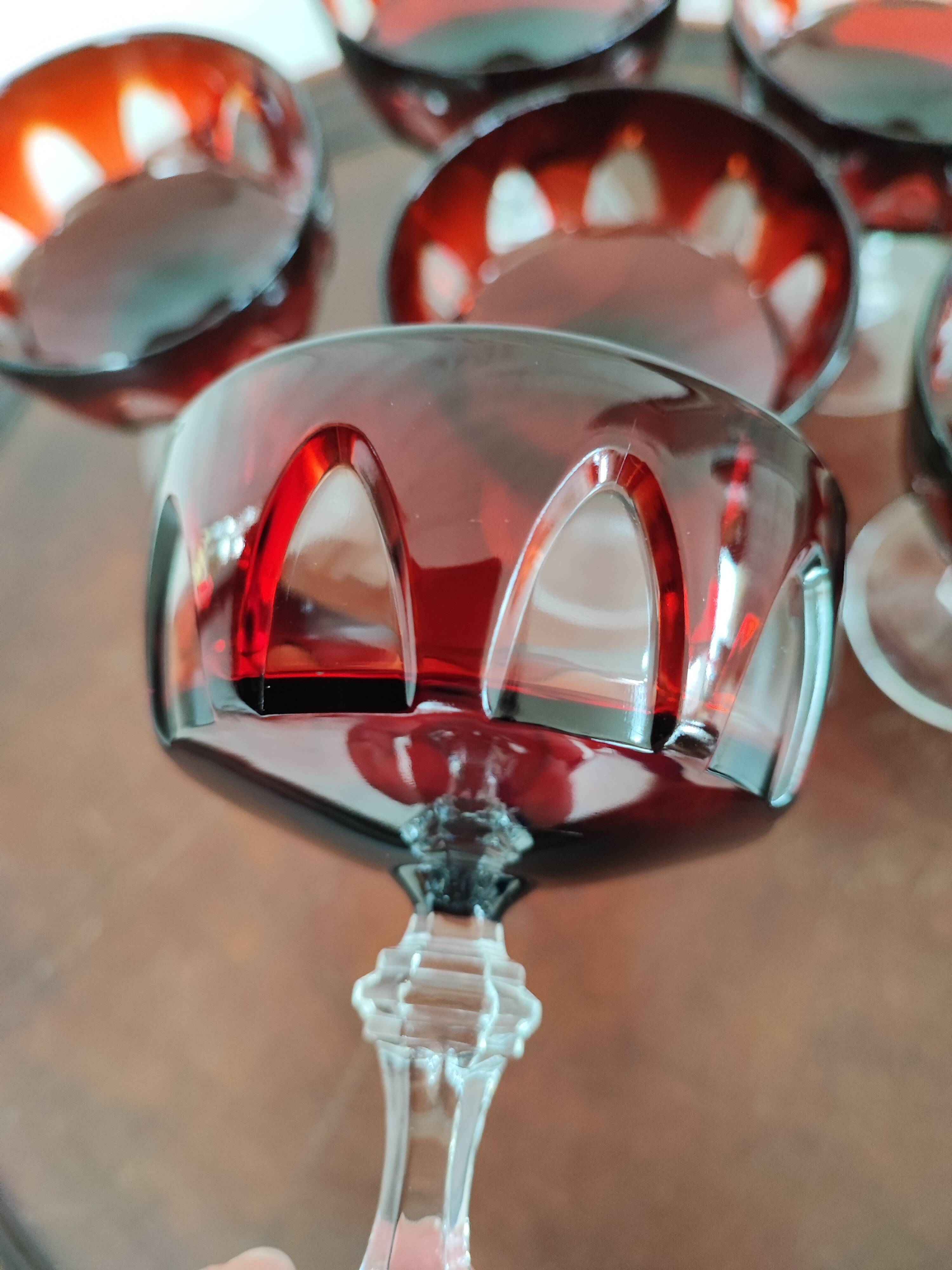 Old crystal glasses on foot champagne glass,