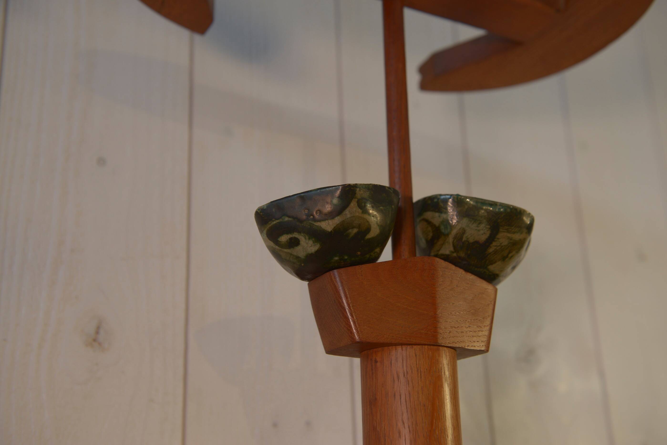 Solid oak wall light by Guillerme and Chambron