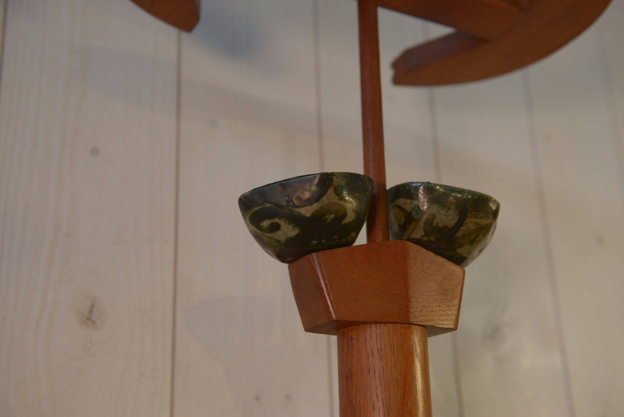 Solid oak wall light by Guillerme and Chambron