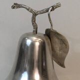 Silver-plated metal and plastic pear-shaped ice bucket.