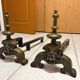 Pair of antique bronze andirons - period 1870/1900