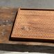 Rectangular solid teak platter with carved edges 33x24
