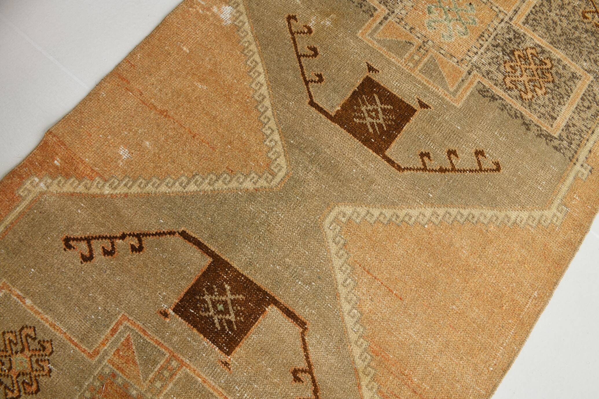 3x11 Cinnamon Color Turkish Runner Rug, Anatolian Vintage Rug, 92x321Cm