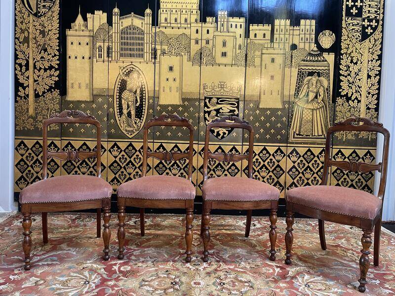 Set of 4 Napoleon III chairs with Jacob mahogany legs