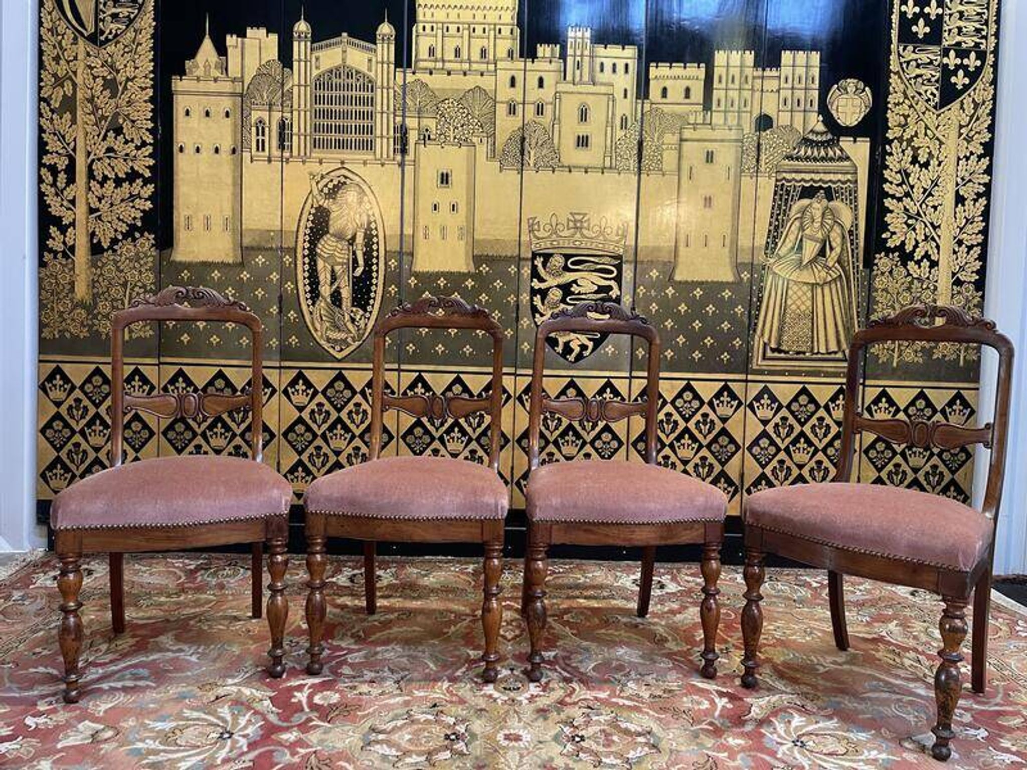 Set of 4 Napoleon III chairs with Jacob mahogany legs