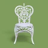 Peacock armchair and chair in white rattan, 1970