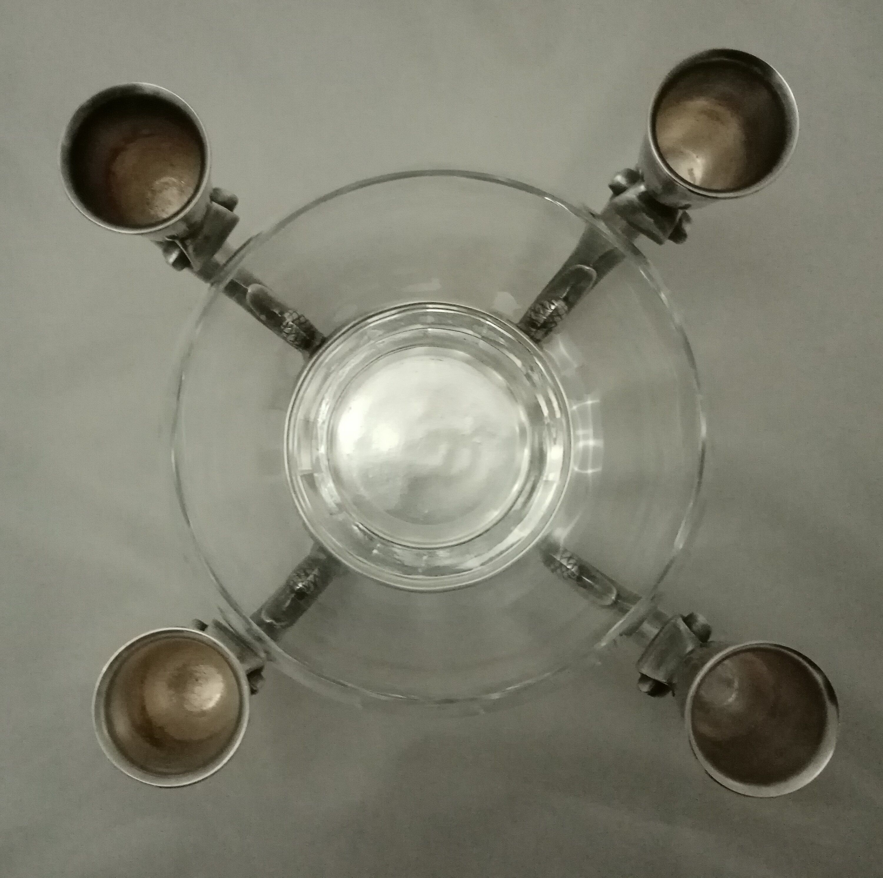 Reed - barton art deco glass-cut silver metal candlestick