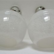 Pair of porcelain sconces brass glass of clchy white art deco