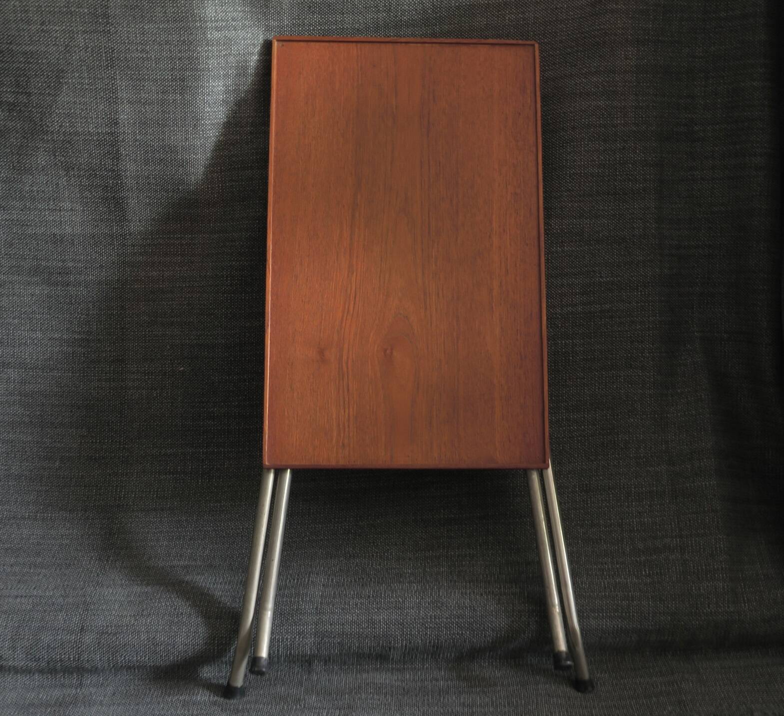 Danish teak and aluminium adjustable wine or side table, 1960s