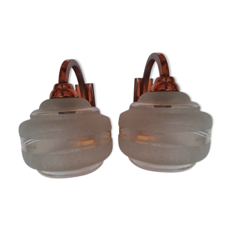 Pair art deco wall lamps