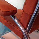 Modernist armchair in leather and chrome - 1940