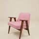 Mid-century modern armchair, oak wood, natural wool.