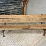Antique garden bench French park bench oak with cast iron 218 cm