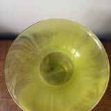 Yellow glass vase, hand-painted using the cold technique