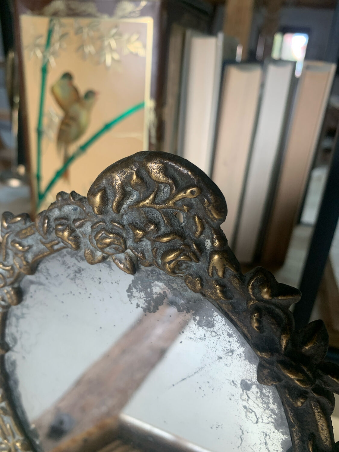 Psyche mirror in brass