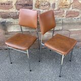 2 vintage leatherette and chrome chairs 1970