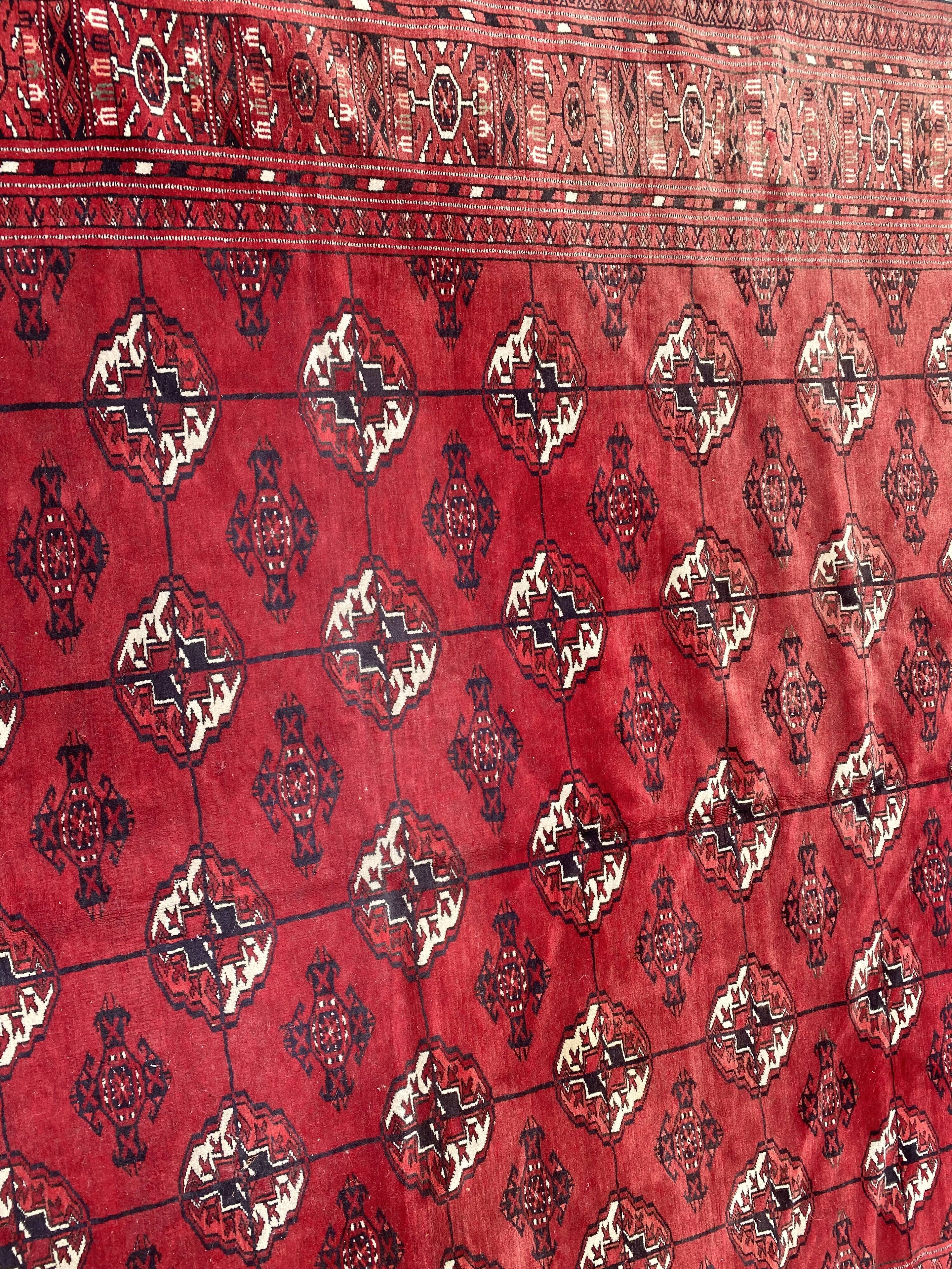 Nice big vintage carpet Bokhara handmade 200x282 cm