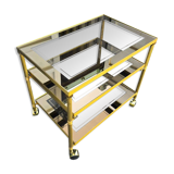 Brass and glass serving trolley, 1970s