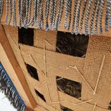 Années 1960, fauteuil relax danois à dossier haut, état d'origine, meuble en velours bleu.