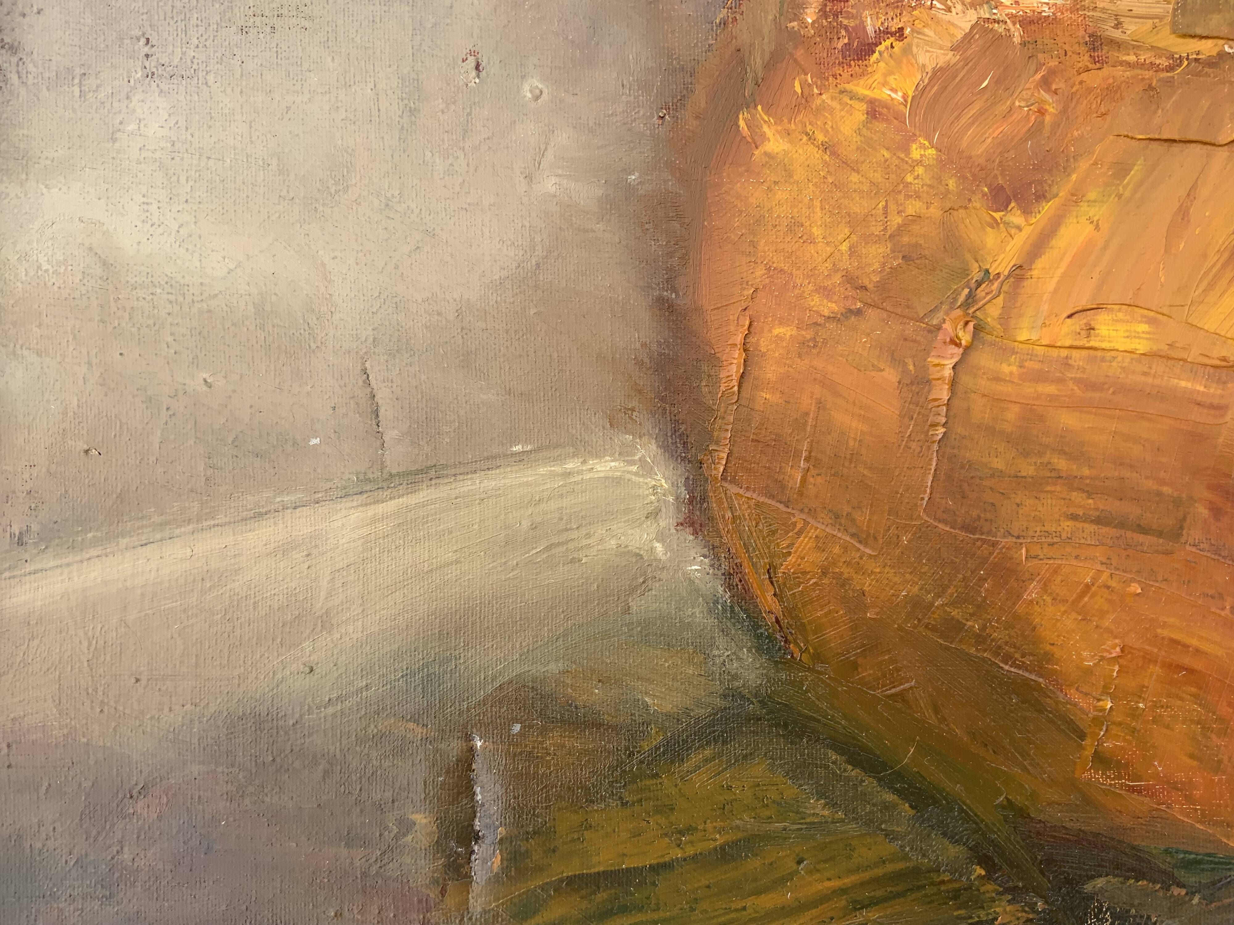 Vintage Still life with Pumkin oil Painting on Canvas signed