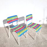 Pair of children's chairs with Ikea Fargglad scoubidou pattern