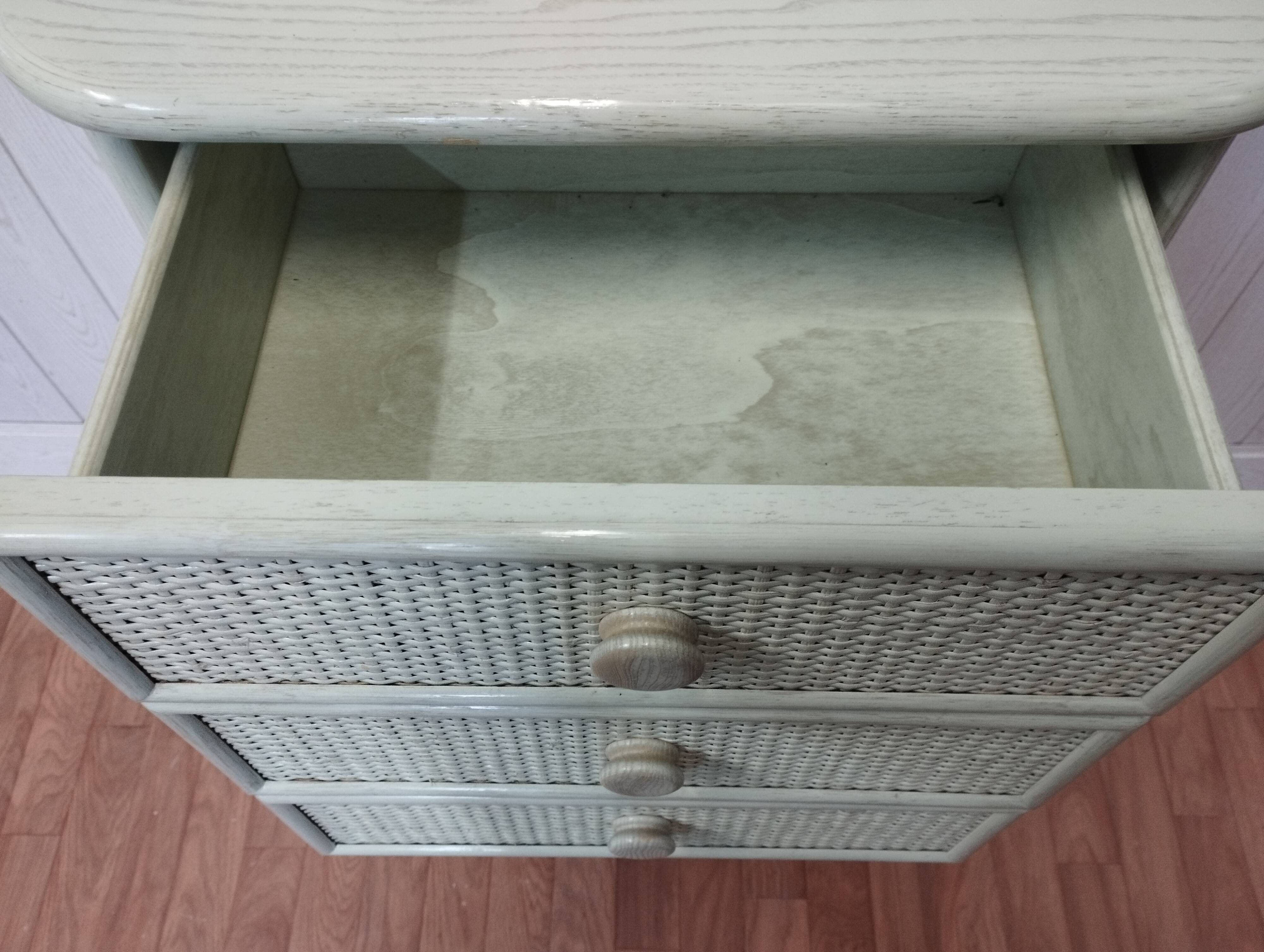 Vintage rattan and solid wood ragpicker