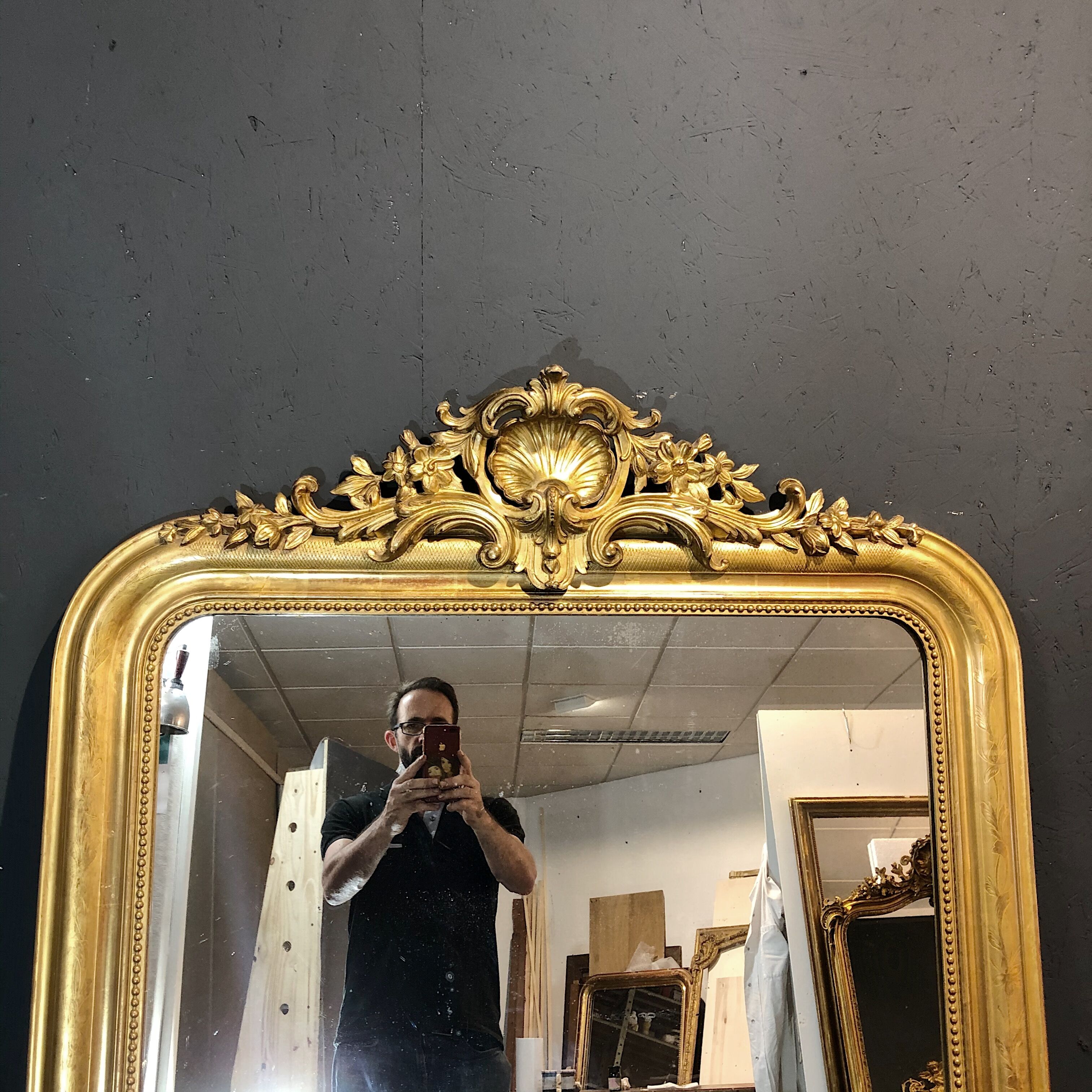 Old mirror 162 x 104 gold leaf gilding