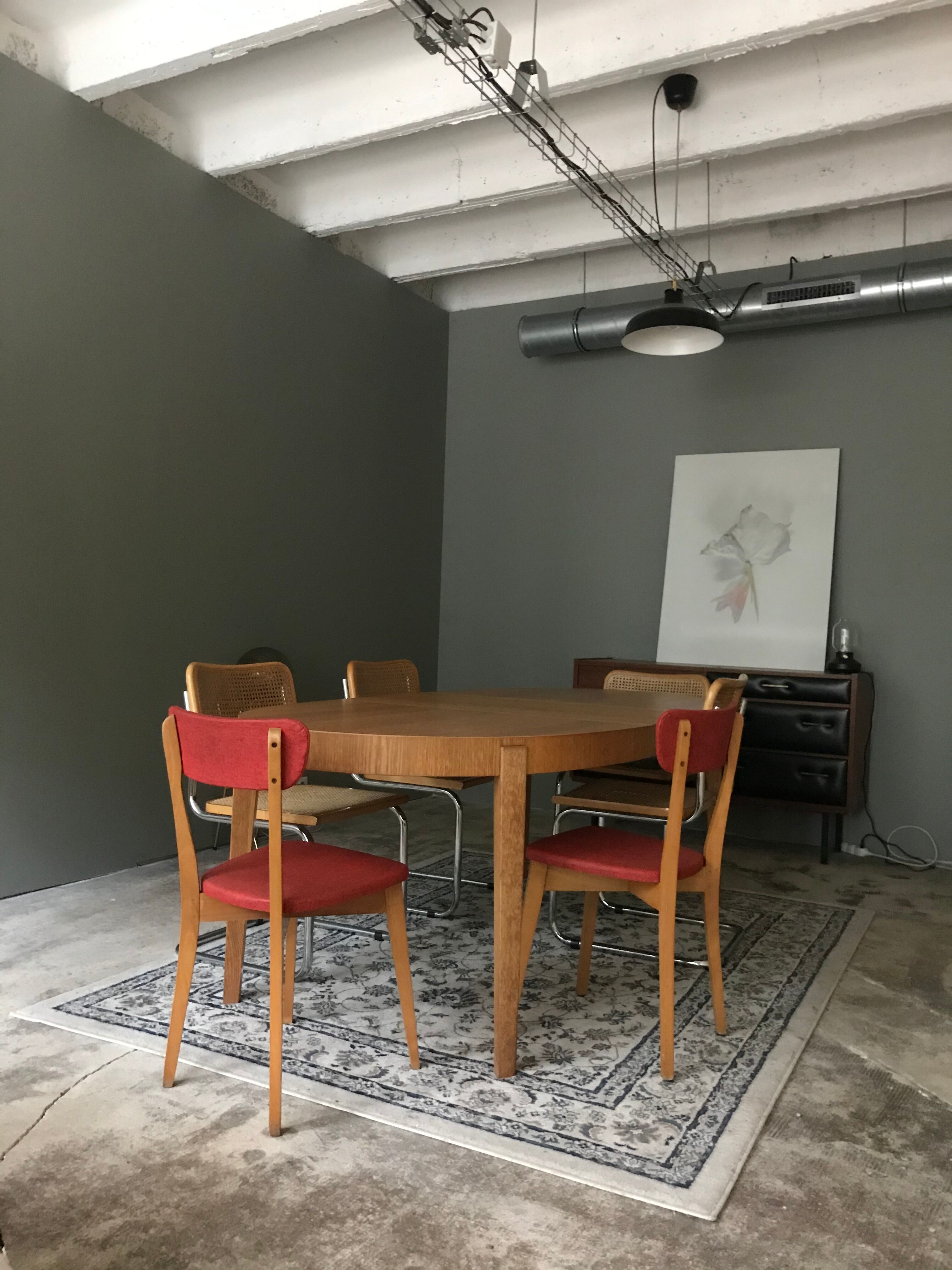 Series of red chairs