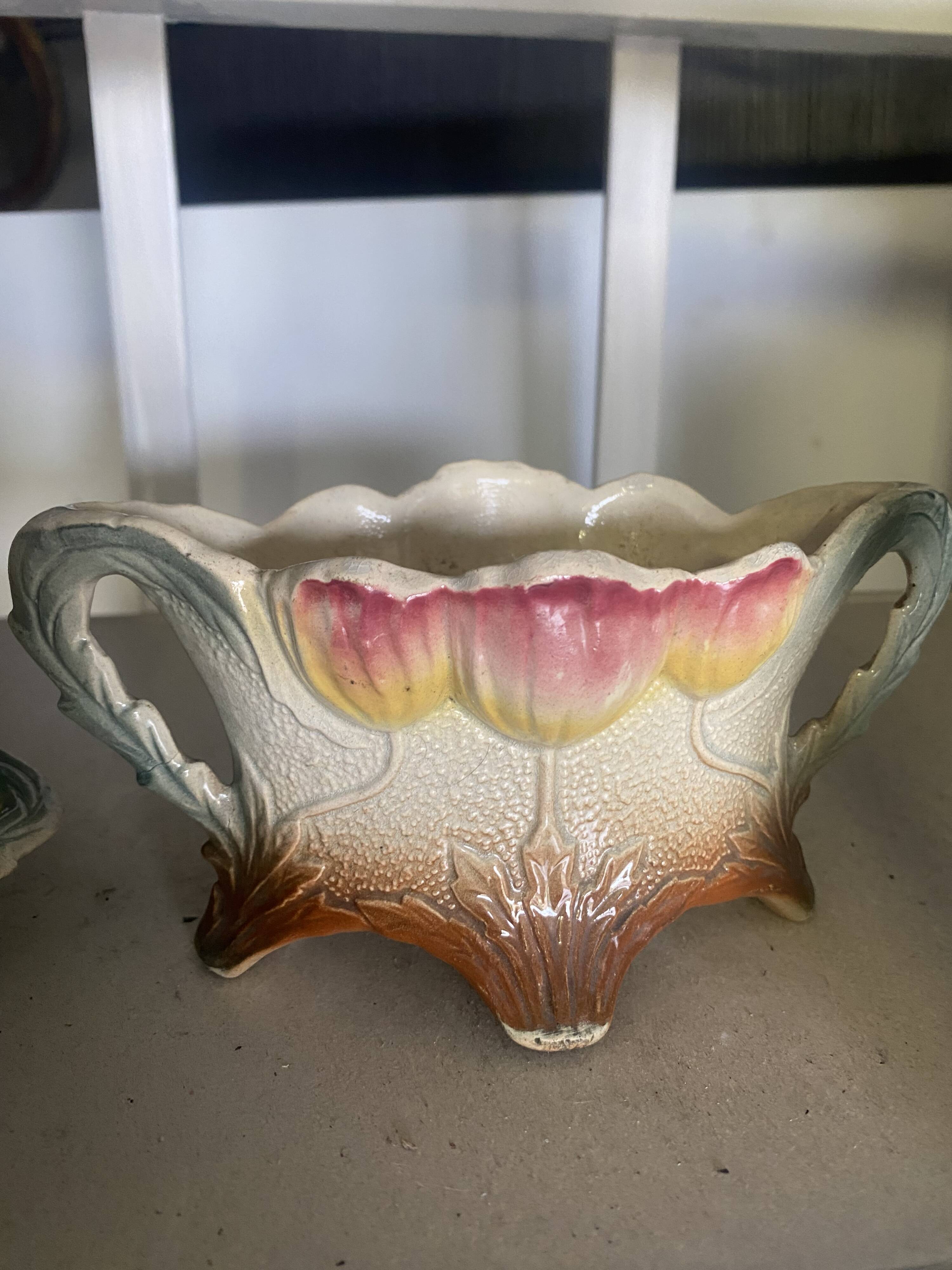 Barbotine pair of vases