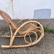 Rocking chair rotin 1960 bambou