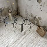 1950s metal and glass nesting coffee tables